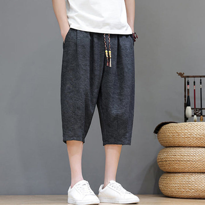 Buddha Stones Short d'été bohème décontracté pour homme, à cordon de serrage et imprimé abstrait, avec poche - image 10