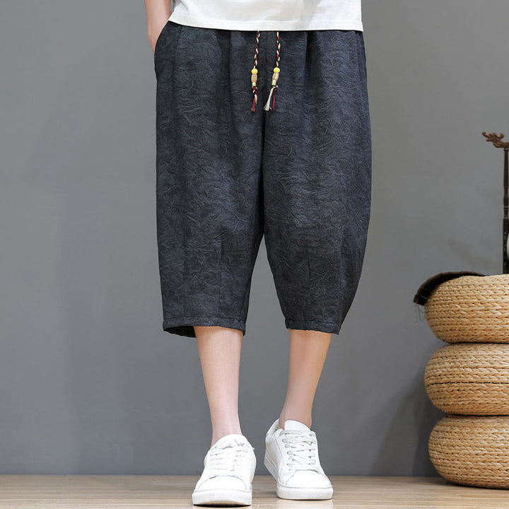 Buddha Stones Short d'été bohème décontracté pour homme, à cordon de serrage et imprimé abstrait, avec poche - Noir - US/UK/AU48, EU58 (6XL) - image 8