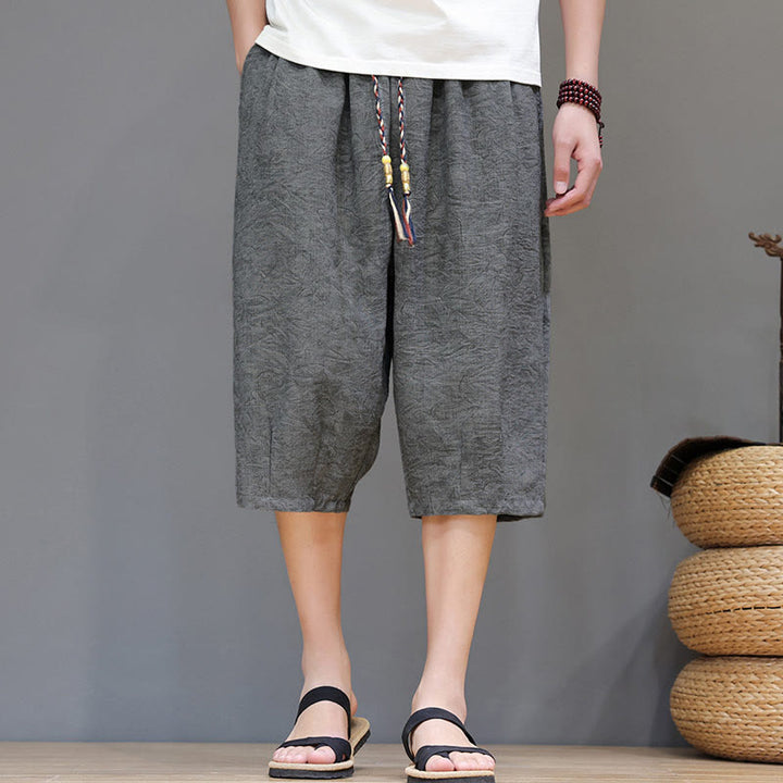 Buddha Stones Short d'été bohème décontracté pour homme, à cordon de serrage et imprimé abstrait, avec poche - Gris clair - US/UK/AU48, EU58 (6XL) - image 13