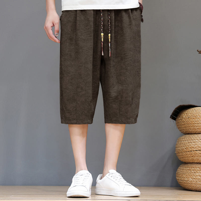 Buddha Stones Short d'été bohème décontracté pour homme, à cordon de serrage et imprimé abstrait, avec poche - Terre de sienne - US/UK/AU48, EU58 (6XL) - image 24
