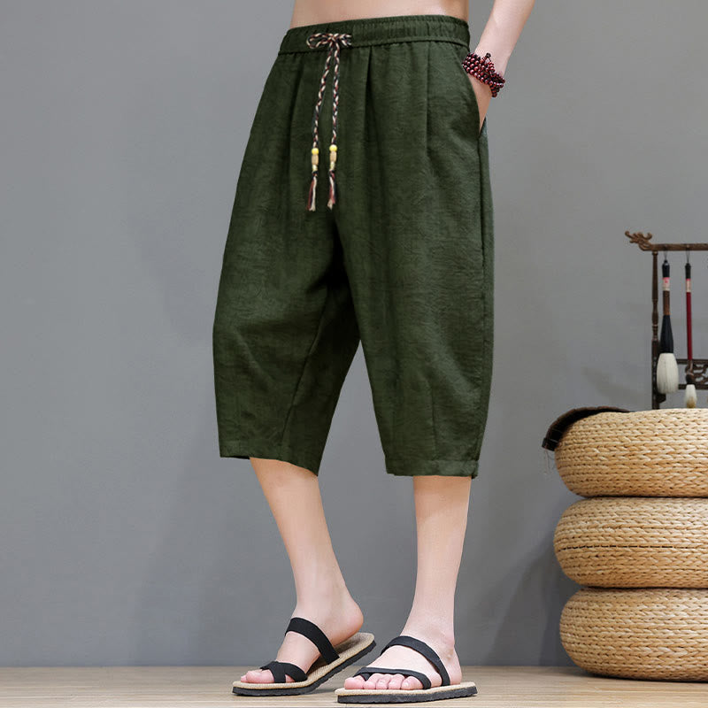 Buddha Stones Short d'été bohème décontracté pour homme, à cordon de serrage et imprimé abstrait, avec poche - Vert olive foncé - US/UK/AU48, EU58 (6XL) - image 33