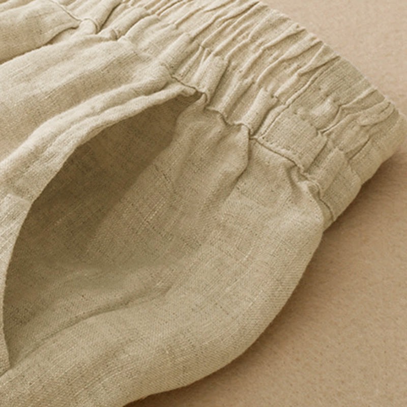 Buddha Stones Pantalon sarouel d'été décontracté pour femme, ourlet brodé ajouré, couleur unie, cheville, avec poches - image 14