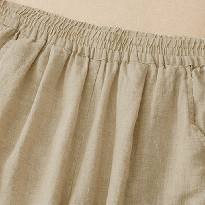 Buddha Stones Pantalon sarouel d'été décontracté pour femme, ourlet brodé ajouré, couleur unie, cheville, avec poches - image 13