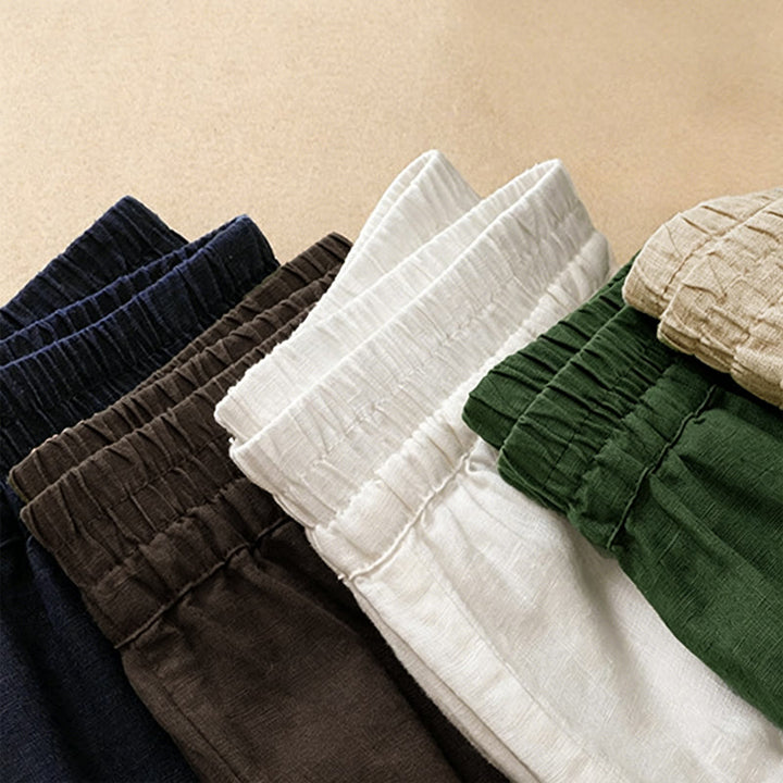 Buddha Stones Pantalon sarouel d'été décontracté pour femme, ourlet brodé ajouré, couleur unie, cheville, avec poches - image 24