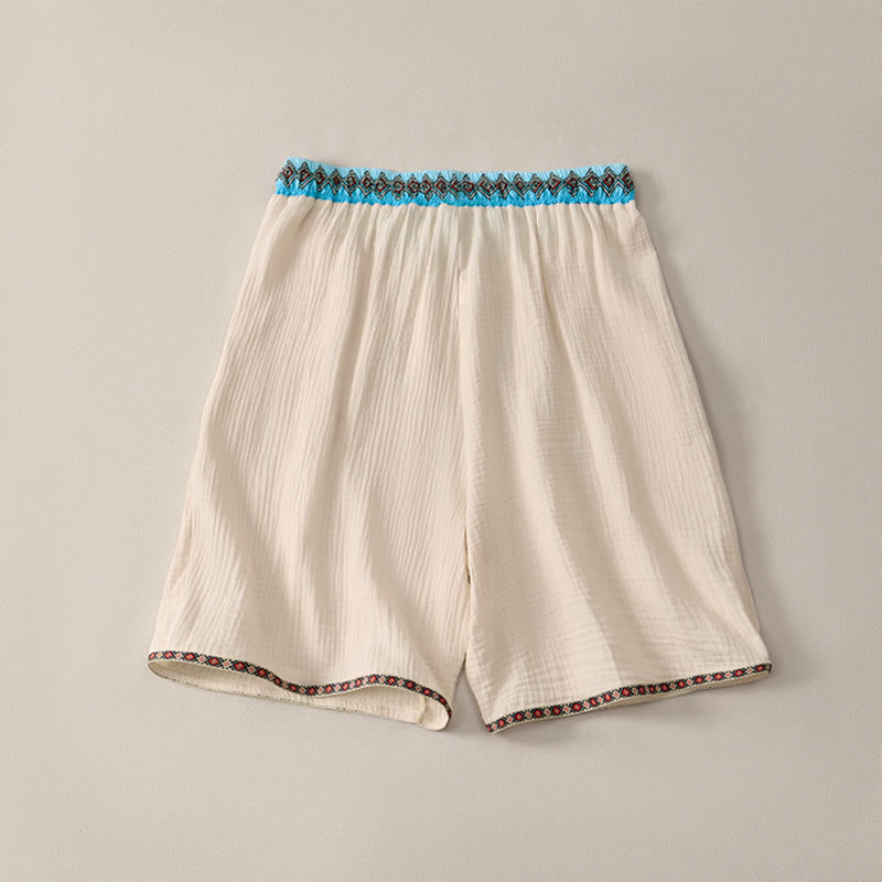 Short bermuda géométrique d'été style bohème décontracté avec cordon de serrage et poches pour homme , Buddha Stones - image 1