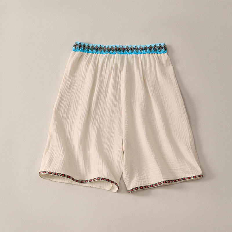 Short bermuda géométrique d'été style bohème décontracté avec cordon de serrage et poches pour homme , Buddha Stones - image 1