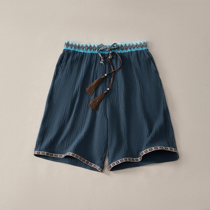 Short bermuda géométrique d'été style bohème décontracté avec cordon de serrage et poches pour homme , Buddha Stones - Marine - US/UK/AU44, EU54 (3XL) - image 7