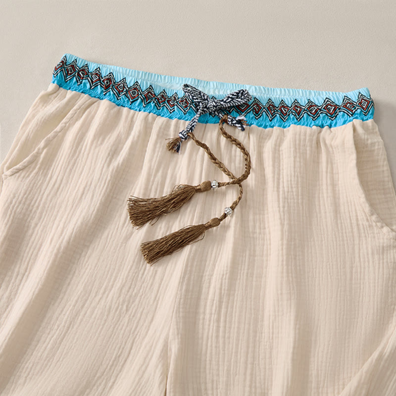 Short bermuda géométrique d'été style bohème décontracté avec cordon de serrage et poches pour homme , Buddha Stones - image 3