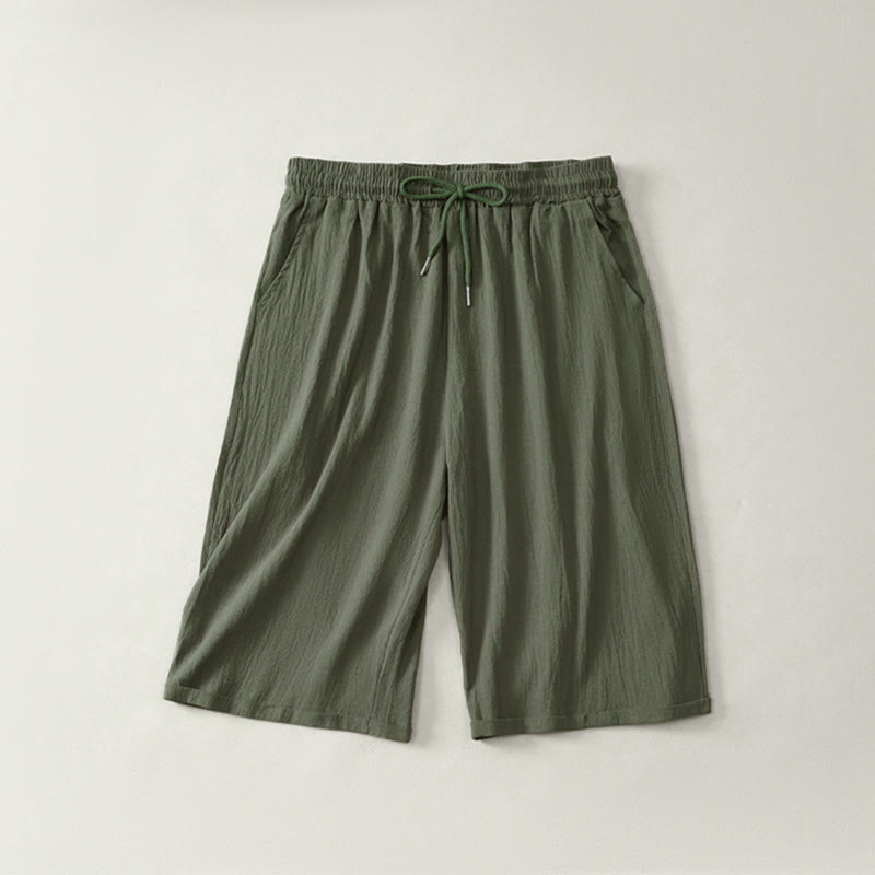 Short bermuda d'été décontracté à cordon de serrage, couleur unie, avec poches, motif Buddha Stones - Vert olive foncé - US14，UK/AU18，EU46 (3XL) - image 7