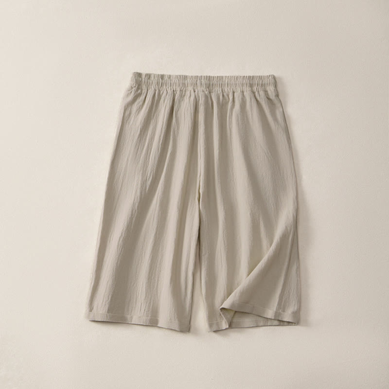 Short bermuda d'été décontracté à cordon de serrage, couleur unie, avec poches, motif Buddha Stones - image 1