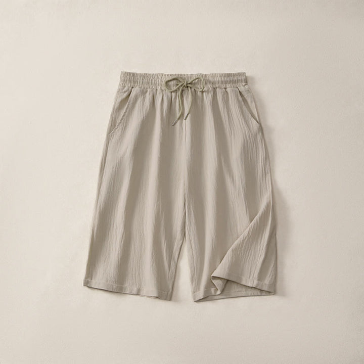 Short bermuda d'été décontracté à cordon de serrage, couleur unie, avec poches, motif Buddha Stones - Beige - US14，UK/AU18，EU46 (3XL) - image 0