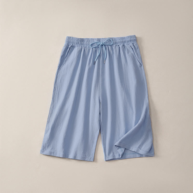 Short bermuda d'été décontracté à cordon de serrage, couleur unie, avec poches, motif Buddha Stones - Bleu ciel clair - US14，UK/AU18，EU46 (3XL) - image 15