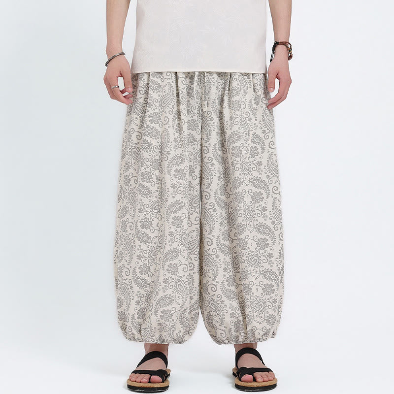 Buddha Stones Pantalon Capri bohème décontracté d'été à cordon de serrage et motif cachemire, style sarouel, avec poches - image 22