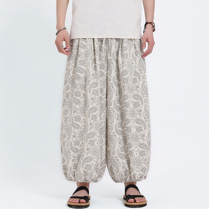 Buddha Stones Pantalon Capri bohème décontracté d'été à cordon de serrage et motif cachemire, style sarouel, avec poches - image 22