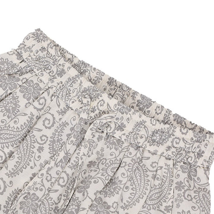 Buddha Stones Pantalon Capri bohème décontracté d'été à cordon de serrage et motif cachemire, style sarouel, avec poches - image 28