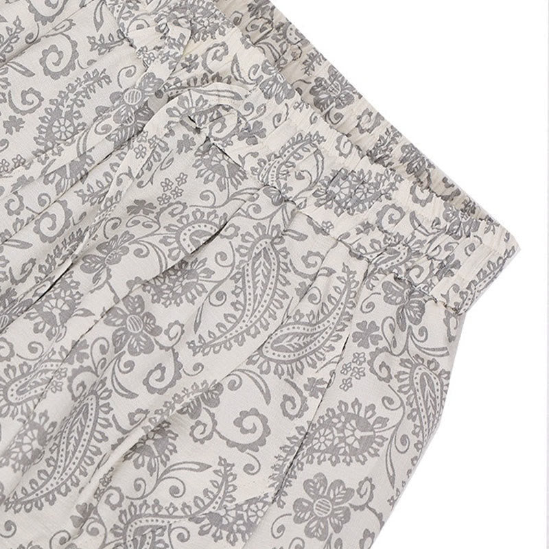 Buddha Stones Pantalon Capri bohème décontracté d'été à cordon de serrage et motif cachemire, style sarouel, avec poches - image 29