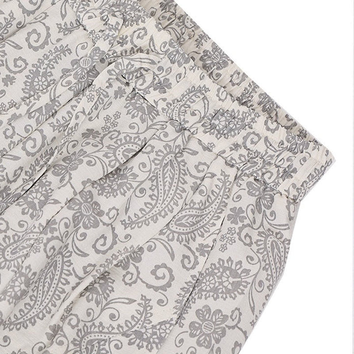 Buddha Stones Pantalon Capri bohème décontracté d'été à cordon de serrage et motif cachemire, style sarouel, avec poches - image 29