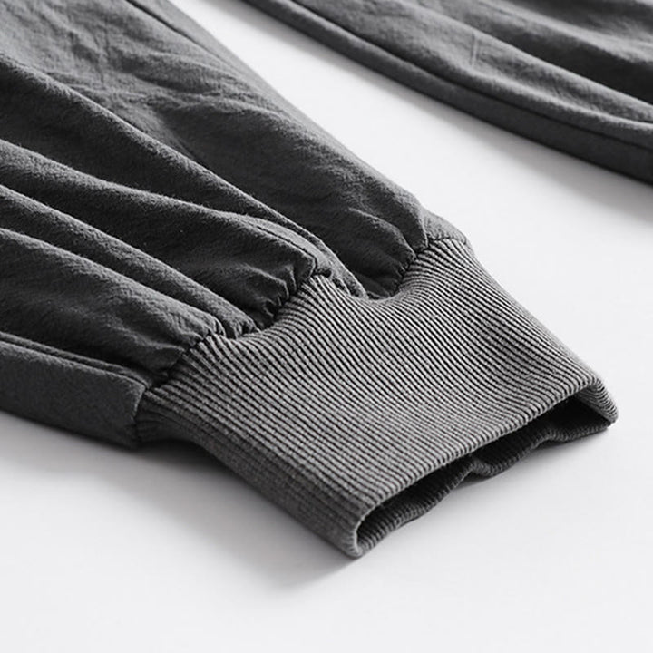 Buddha Stones Pantalon d'été décontracté pour homme, taille élastique avec cordon de serrage, coupe fuselée et poches. - image 8