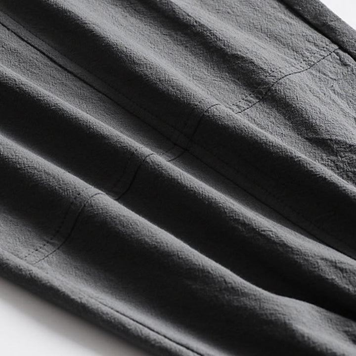 Buddha Stones Pantalon d'été décontracté pour homme, taille élastique avec cordon de serrage, coupe fuselée et poches. - image 7