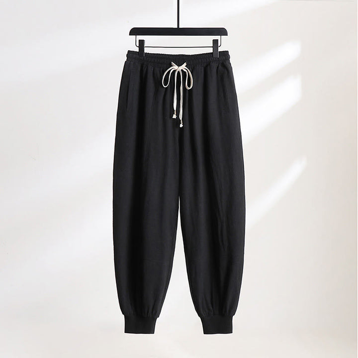 Buddha Stones Pantalon d'été décontracté pour homme, taille élastique avec cordon de serrage, coupe fuselée et poches. - Noir - US/UK/AU54, EU64 (9XL) - image 10