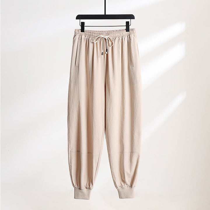 Buddha Stones Pantalon d'été décontracté pour homme, taille élastique avec cordon de serrage, coupe fuselée et poches. - Blé - US/UK/AU54, EU64 (9XL) - image 12