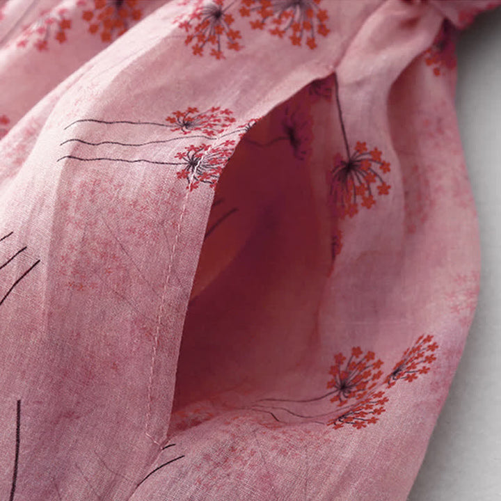 Buddha Stones Robe d'été élégante et décontractée à cordon de serrage, à manches 3/4 et à imprimé floral, avec poches. - image 8