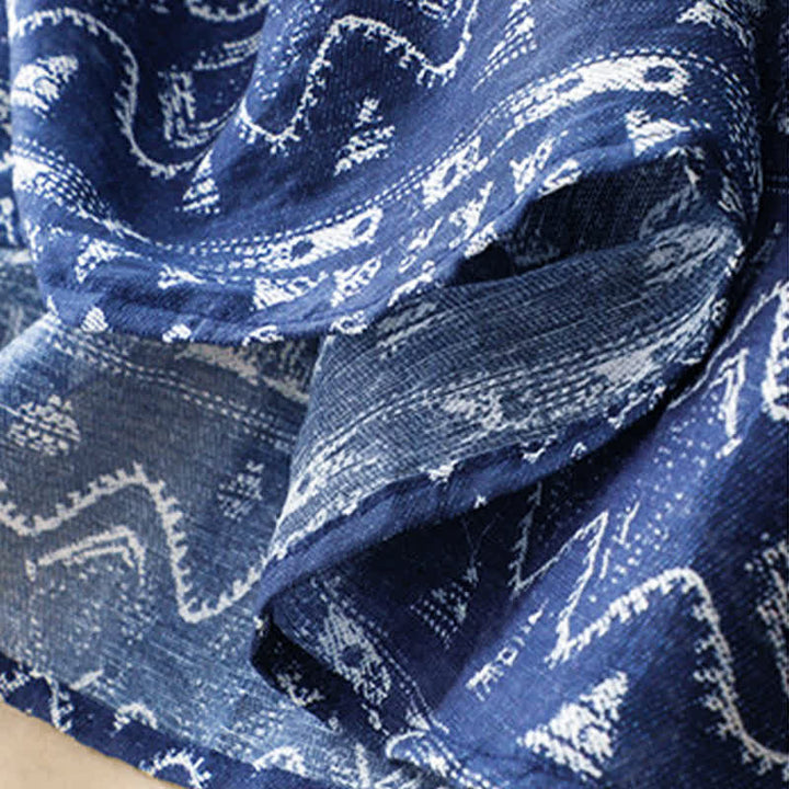 Buddha Stones Robe d'été bohème décontractée bleue à manches ondulées et formes géométriques sans manches avec poches - image 9