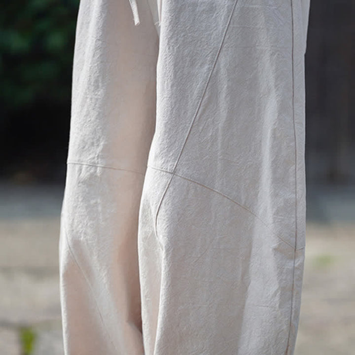 Buddha Stones Pantalon sarouel d'été décontracté en coton uni à cordon de serrage et poches - image 32