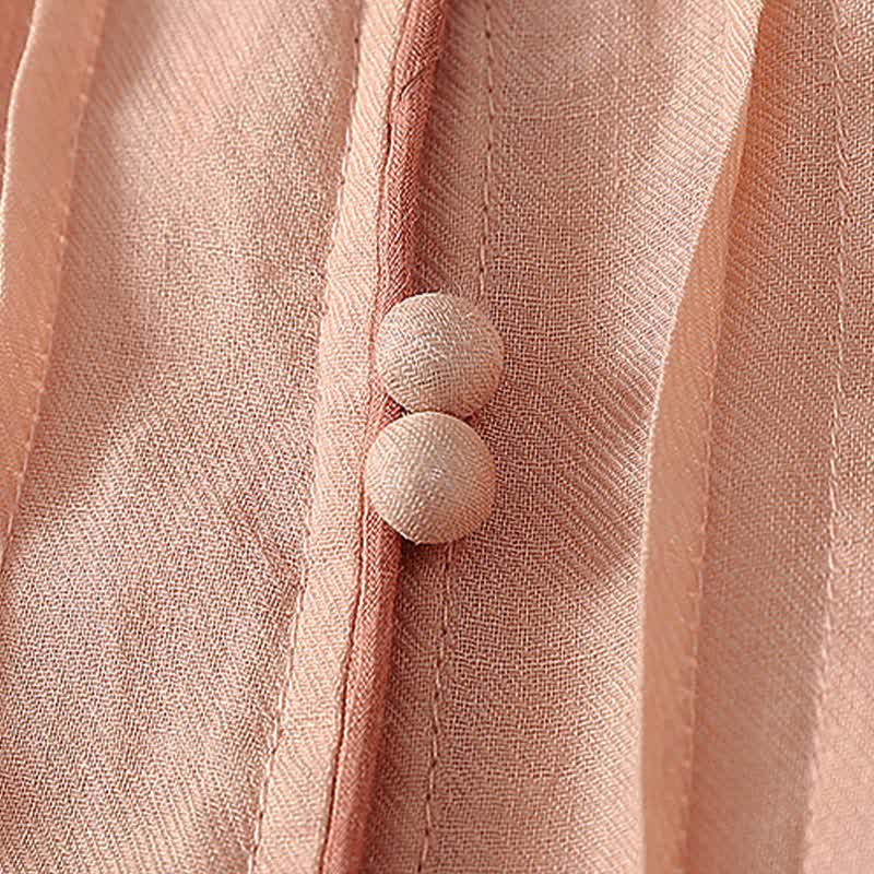 Buddha Stones Chemises à manches longues boutonnées pour femmes, style printemps-été, élégantes et décontractées, ornées de broderies florales et de feuilles. - image 5
