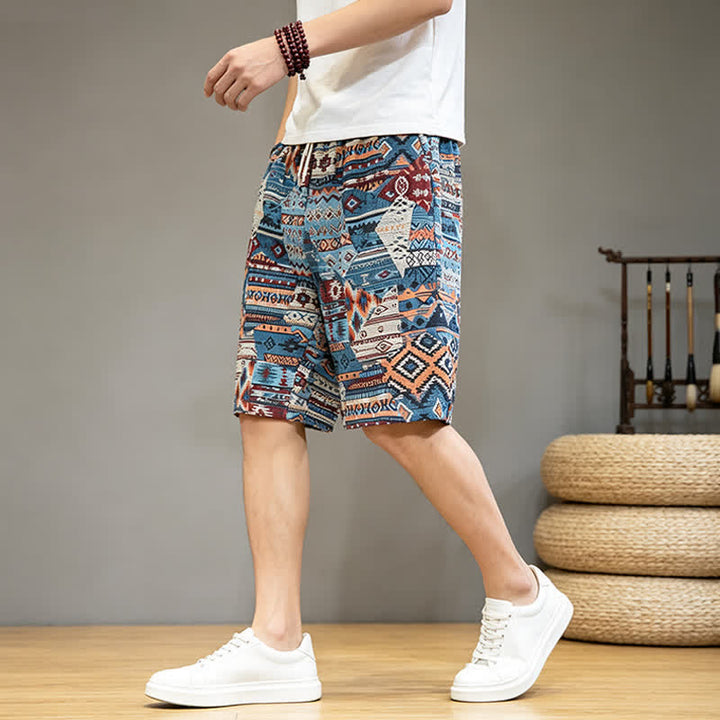 Short d'été bohème décontracté à cordon de serrage géométrique pour homme avec poches , Buddha Stones - image 4