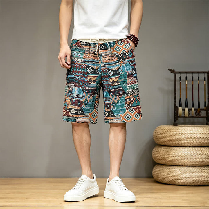 Short d'été bohème décontracté à cordon de serrage géométrique pour homme avec poches , Buddha Stones - image 13