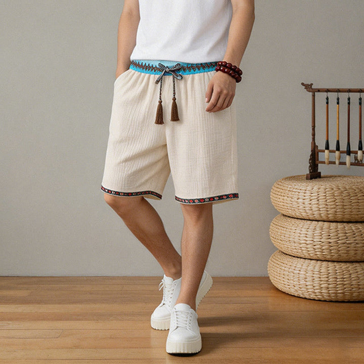 Short bermuda géométrique d'été style bohème décontracté avec cordon de serrage et poches pour homme , Buddha Stones - image 2
