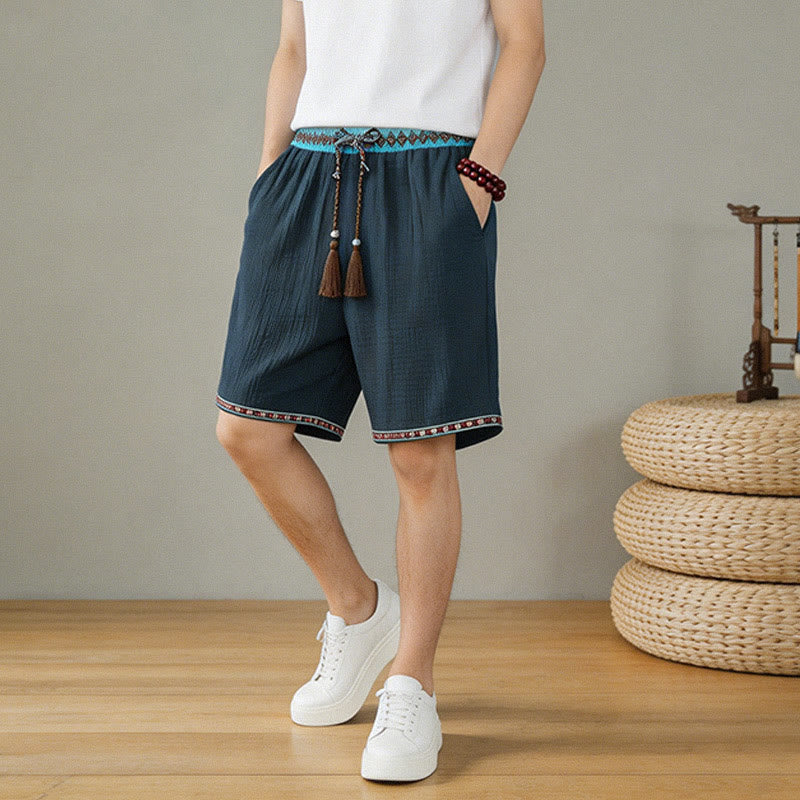Short bermuda géométrique d'été style bohème décontracté avec cordon de serrage et poches pour homme , Buddha Stones - image 9