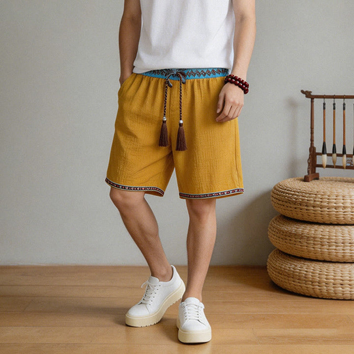 Short bermuda géométrique d'été style bohème décontracté avec cordon de serrage et poches pour homme , Buddha Stones - image 16