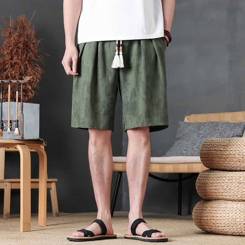 Buddha Stones Short d'été minimaliste décontracté pour homme, à cordon de serrage, uni, avec poche - image 1