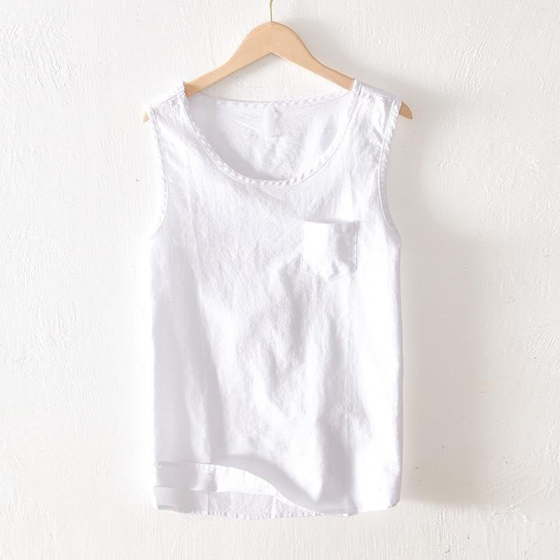 Buddha Stones Débardeur d'été minimaliste uni pour homme avec poche plaquée - Blanc - US/UK/AU42, EU52 (3XL) - image 8