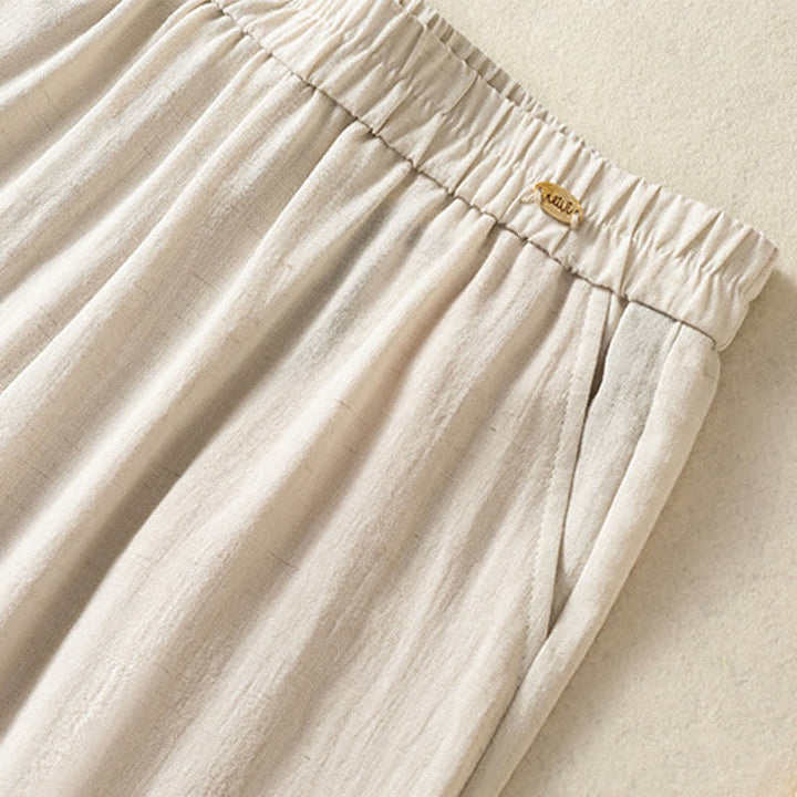Buddha Stones Pantalon court d'été décontracté à broderie florale vintage, coupe droite, avec poches - image 11