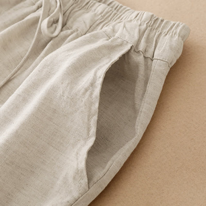 Buddha Stones Pantalon sarouel d'été décontracté à cordon de serrage, ourlet à volants et poches - image 13