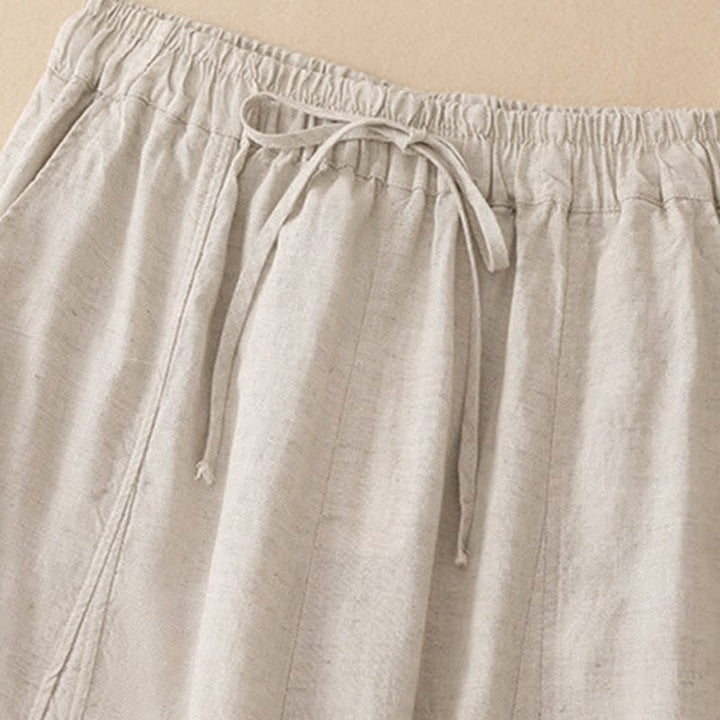 Buddha Stones Pantalon sarouel d'été décontracté à cordon de serrage, ourlet à volants et poches - image 12