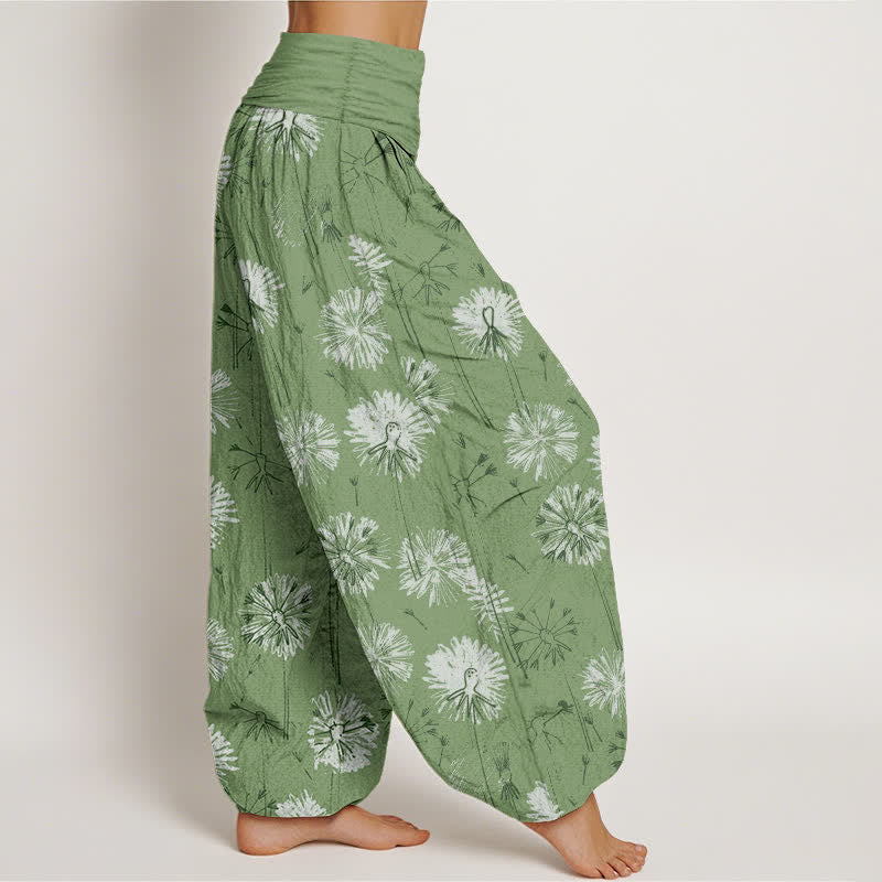 Buddha Stones Pantalon harem pour femme en pur coton à motif pissenlit et taille élastique - image 10