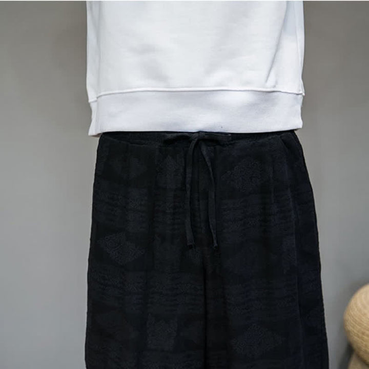 Buddha Stones Pantalon long homme style vintage géométrique décontracté printemps-été, coupe droite, avec poches - image 16