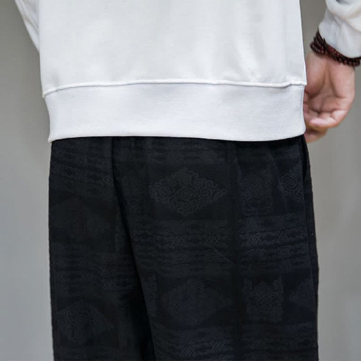 Buddha Stones Pantalon long homme style vintage géométrique décontracté printemps-été, coupe droite, avec poches - image 17
