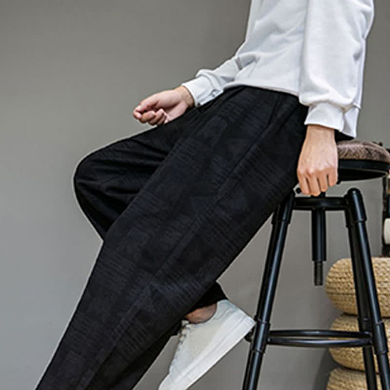 Buddha Stones Pantalon long homme style vintage géométrique décontracté printemps-été, coupe droite, avec poches - image 13
