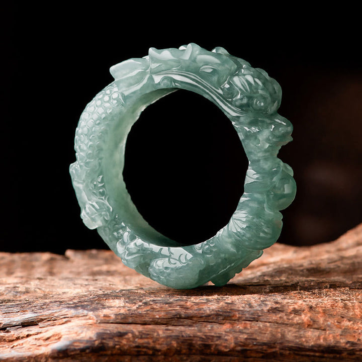Bague de réussite en jade naturel avec dragon et Buddha Stones - image 8
