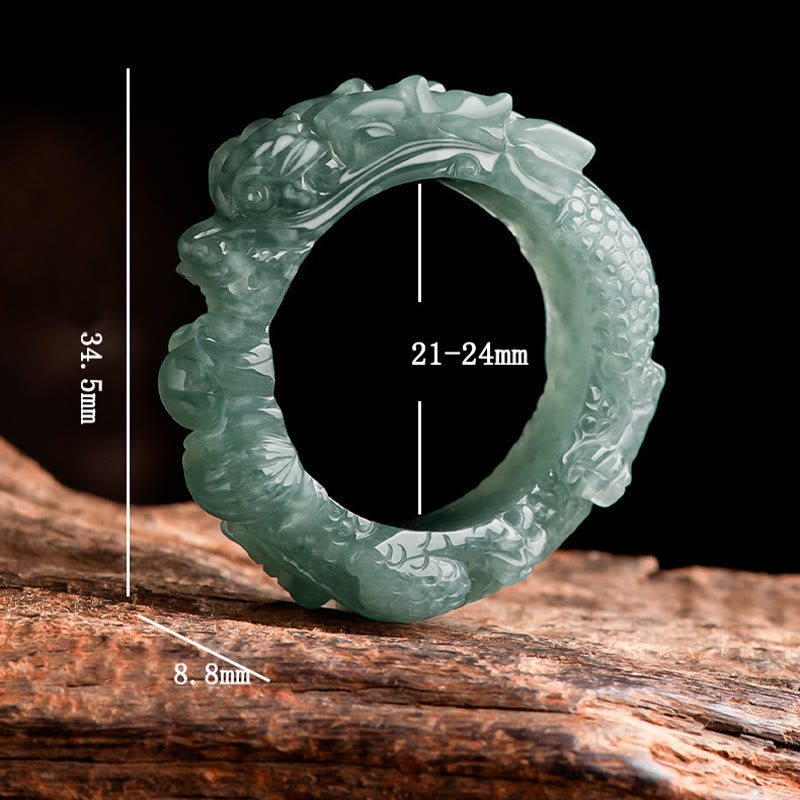 Bague de réussite en jade naturel avec dragon et Buddha Stones - image 9