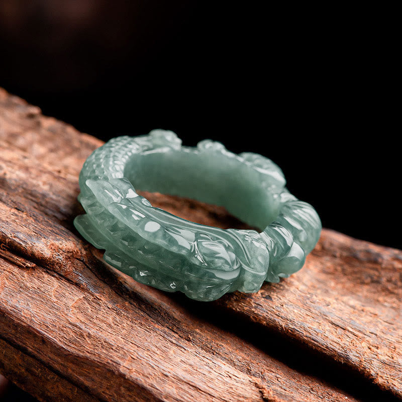 Bague de réussite en jade naturel avec dragon et Buddha Stones - image 1