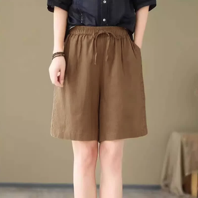 Buddha Stones Short d'été décontracté pour femme, à cordon de serrage, uni, avec poche - image 12