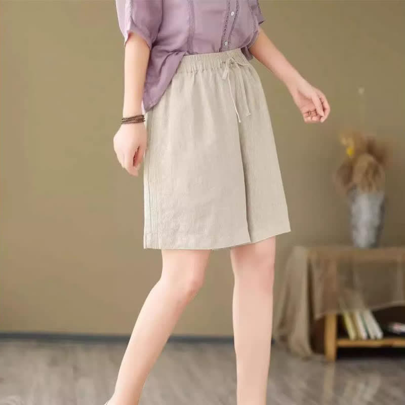 Buddha Stones Short d'été décontracté pour femme, à cordon de serrage, uni, avec poche - image 21