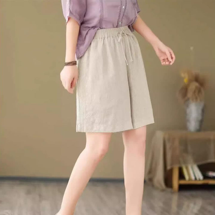 Buddha Stones Short d'été décontracté pour femme, à cordon de serrage, uni, avec poche - image 21