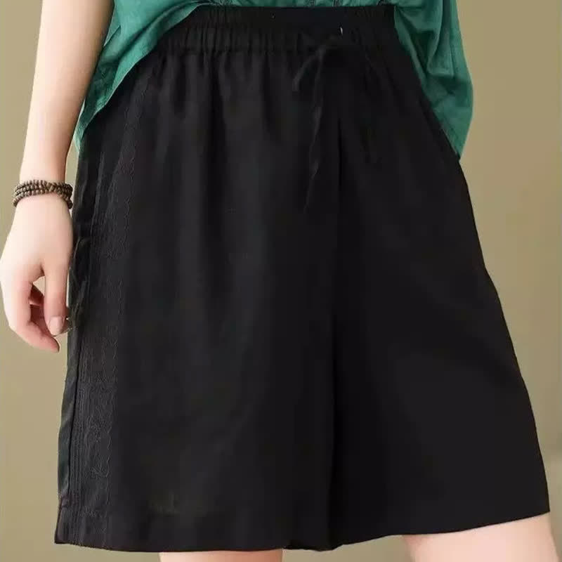 Buddha Stones Short d'été décontracté pour femme, à cordon de serrage, uni, avec poche - image 8